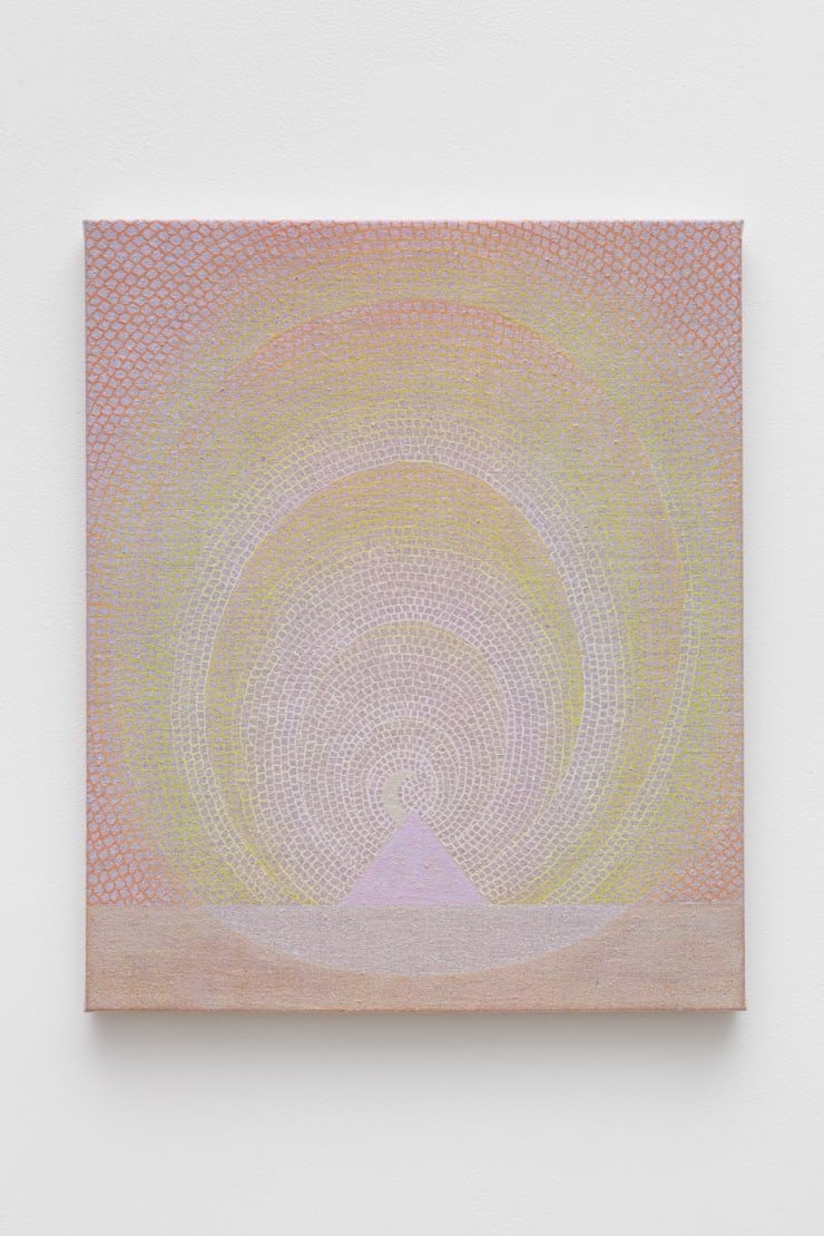 Jessica Cannon Capitan, Crescent Moon Dusk, 2024 Acrylic and iridescent pigments on linen