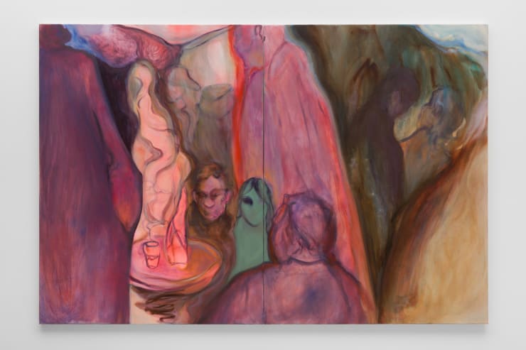 Harriet Gillett They drift away, 2024 Oil and spray paint on linen