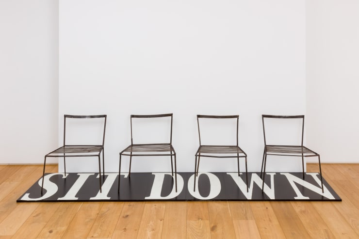 Franz West Untitled (Sit Down), 1996 – 2003 4 metal chairs, wooden board and lacquer (8 parts)