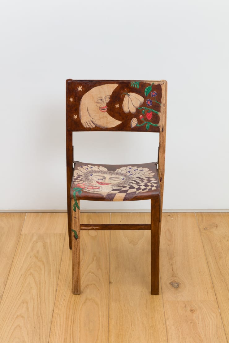 Orfeo Tagiuri The tree of all potentials, 2024 Ink and wood stain on Chapel chair