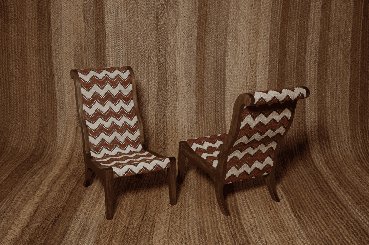 Lucia Echavarria Pair of Chimichagua Chaffeuses, 2024 Palma estera and wooden chair