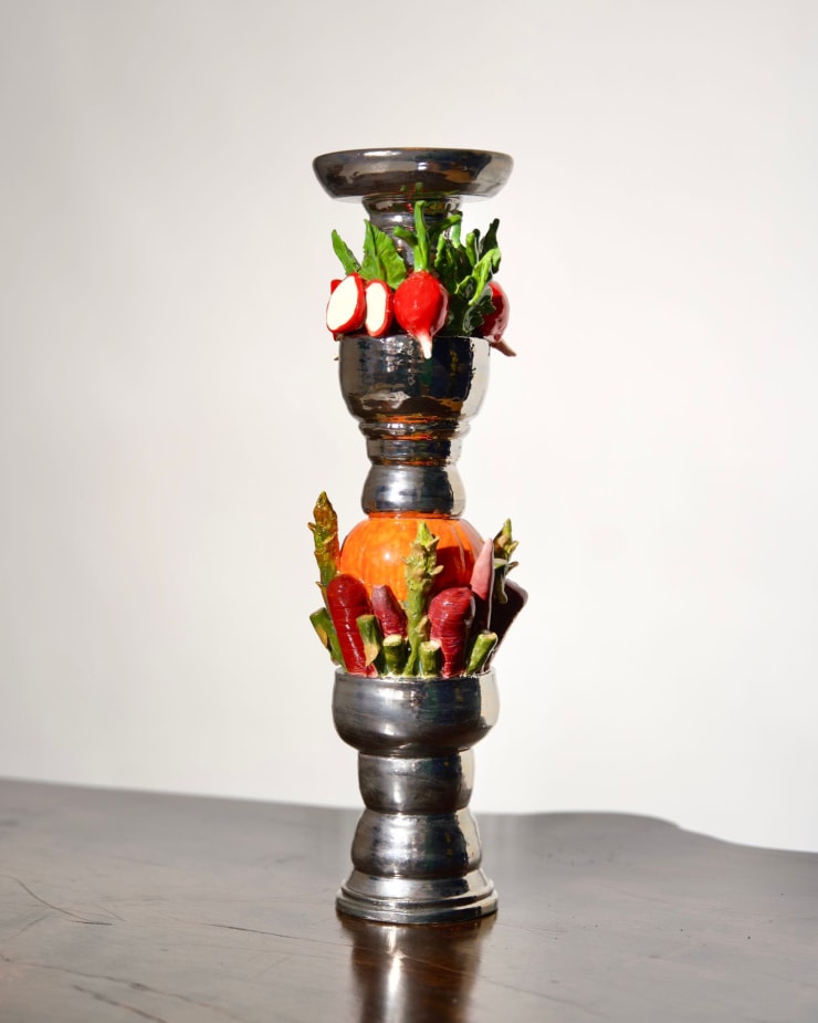 Lindsey Lou Howard Vegetable Candlestick, 2025 Stoneware, glaze, lustre