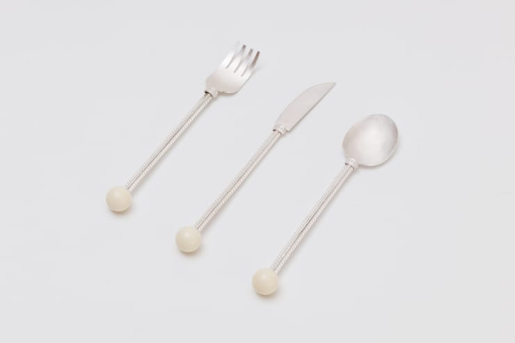 Natalia Criado Stone Set, 2024 Silver, white stone