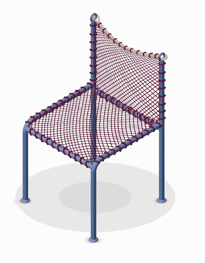 Superpoly Fisherman Chair, 2025 Steel tube powder coated with polyamide halyard and net