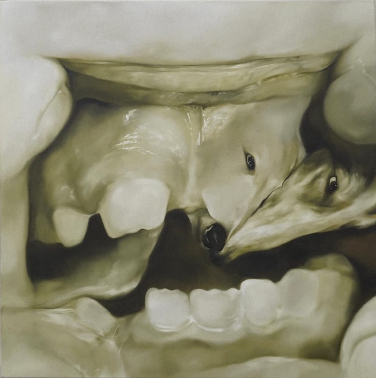 Paulina Aumayr, Nach nur dreissig Tagen war meine ganze Haut schon nicht mehr die, die du berührt hast. (2), 2024, oil on canvas, 80 x 80 cm, photo credits: courtesy of the artist