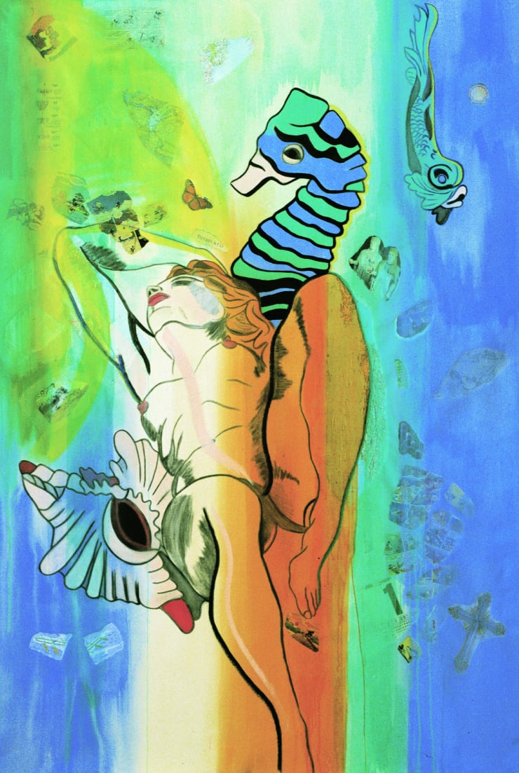 Ronnie Cutrone, Tatabu, 2000, acrilico e collage su tela/acrylic and collage on canvas, cm 182,9x132.