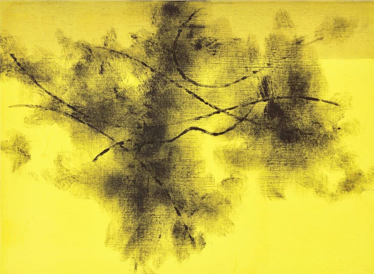 Vecchio Pino (giallo), 2016, inchiostro di china e acrilico su tela, cm 33,3x45,5