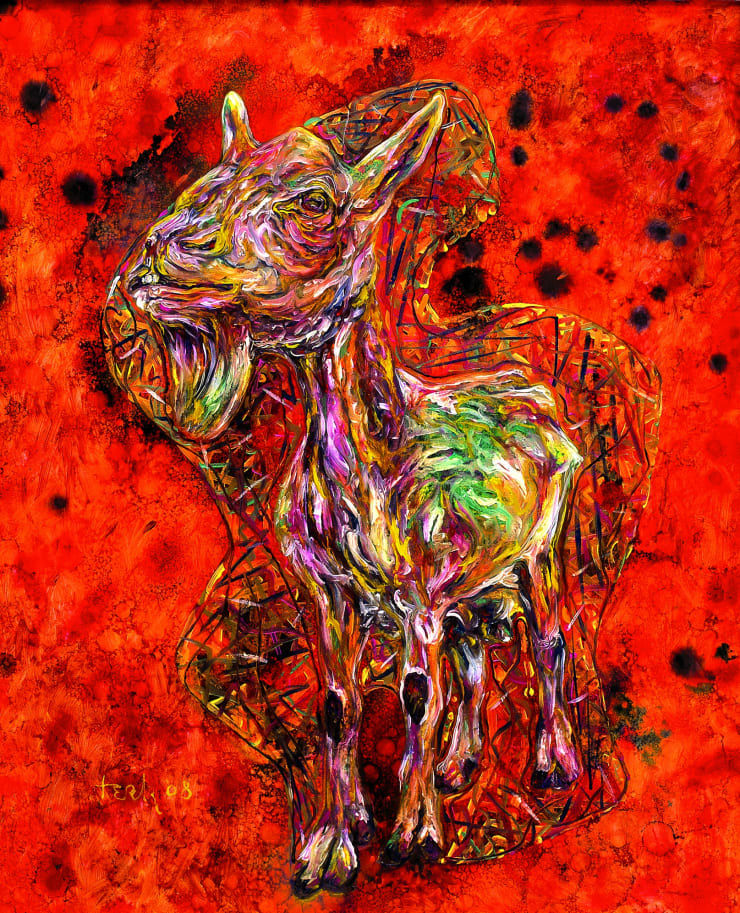 L'Umorismo di Manzen, 2008, olio su alluminio, cm 127x103