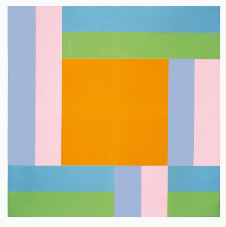 horizontale und vertikale doppelfarben II, 1969-70, olio su tela, cm 80x80