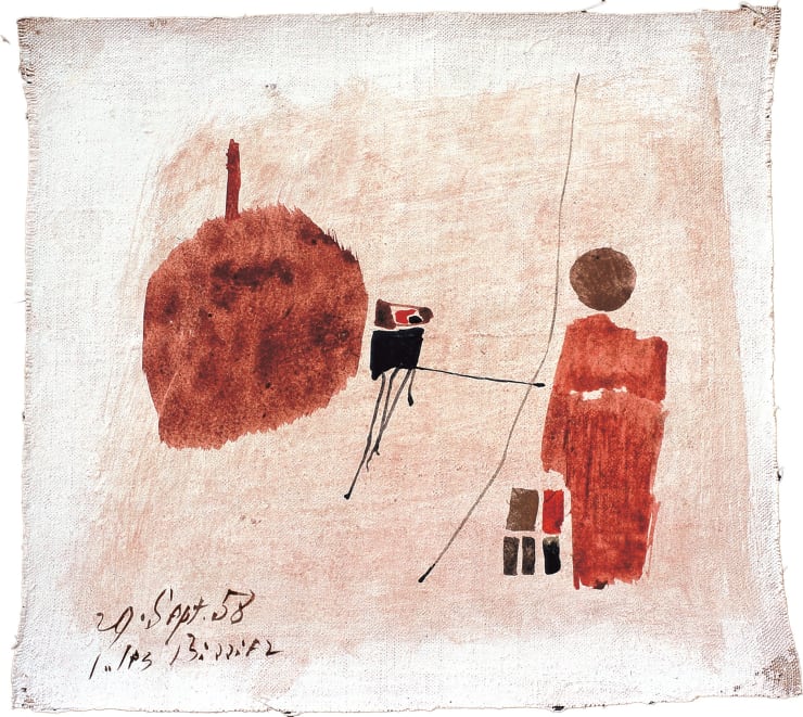 Julius Bissier, 29 sept. 1958, tempera all'uovo e a olio su lino, cm 20x22