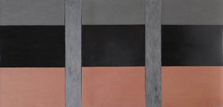 Jon Groom, Natural Black Inventions 2, 1986, olio e smalto su legno, cm 86,5x179