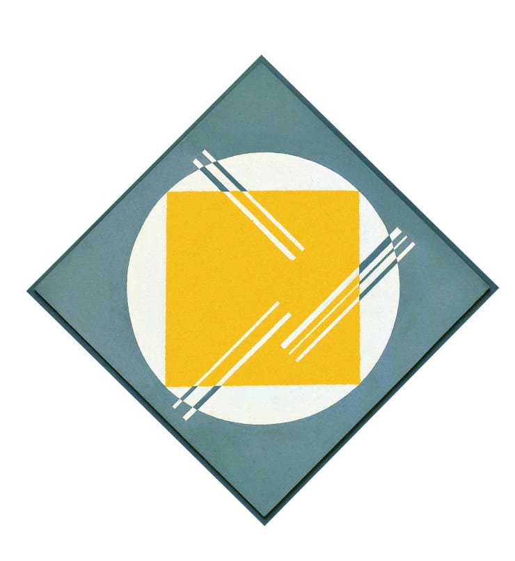 Composition multiverselle n° 113, 1973, olio su compensato, cm 52x52