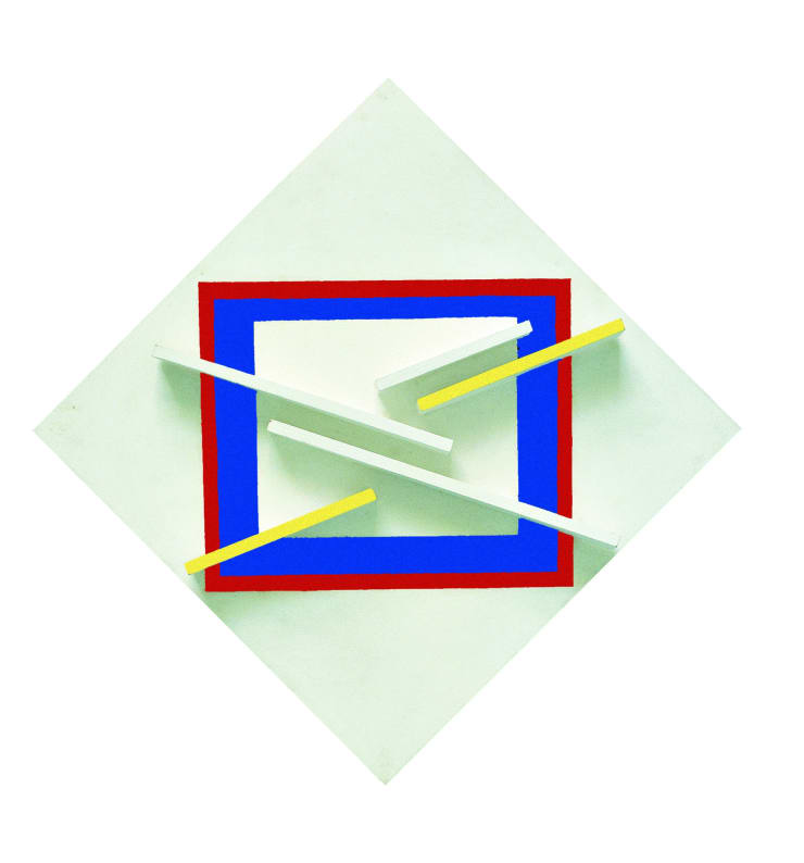 Relief spatio-temporelle n°13, 1971, olio su tavola, cm 43x43x7