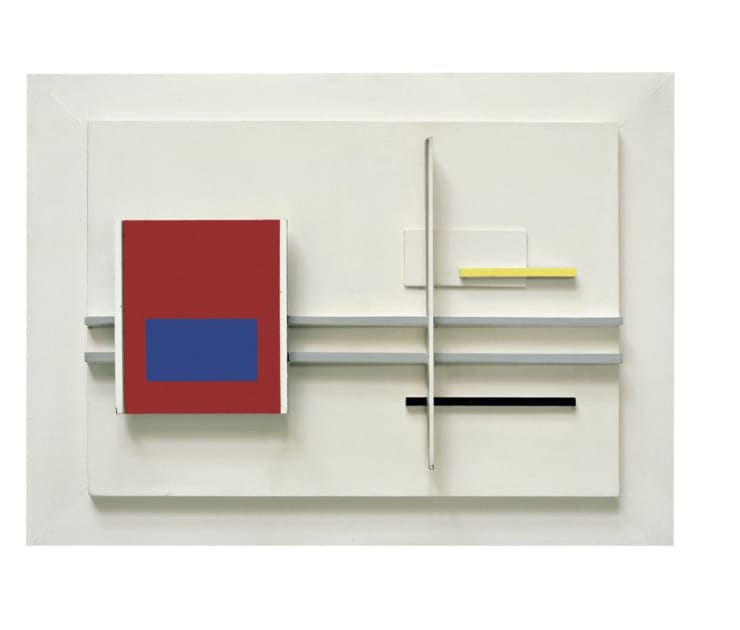 Composition spatio-temporelle n°6, Meudon Val Fleury, 1963-70, olio su legno, cm 48x68,5