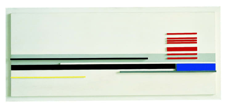 Composition n°5, 1961, olio su tavola, cm 49,5x121,7