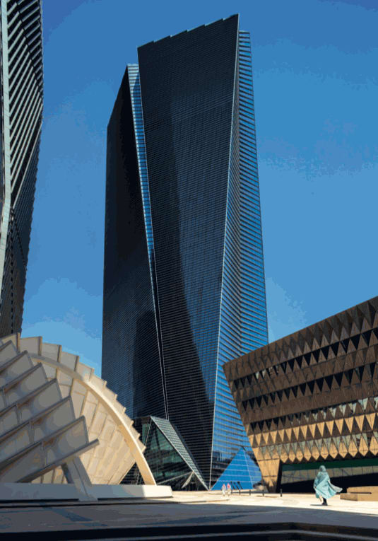 TADAWUL Saudi Arabia Central Stock Exchange, Riyadh, Saudi Arabia. Architecture Design: Takamori Yamazaki / NIKKEN SEKKEI LTD Photo: Ali Bin Attyah