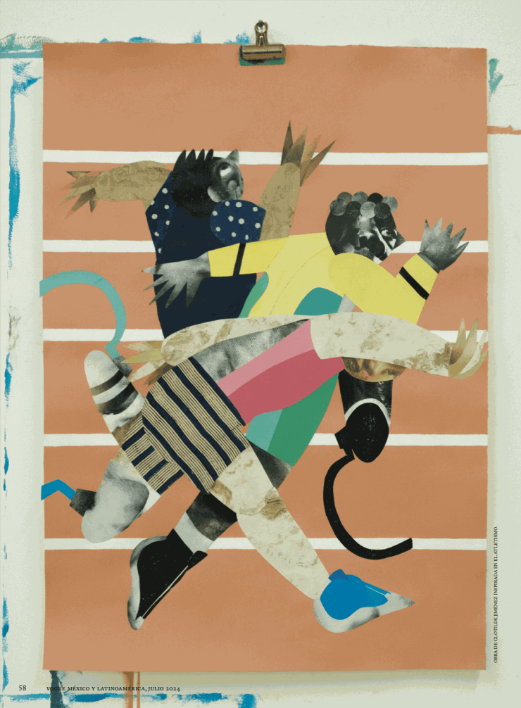 Obra de Clotilde Jiménez inspirada en el atletismo, 2024. Photo by Manuel Zúñiga. Courtesy of Vogue México and Latin America