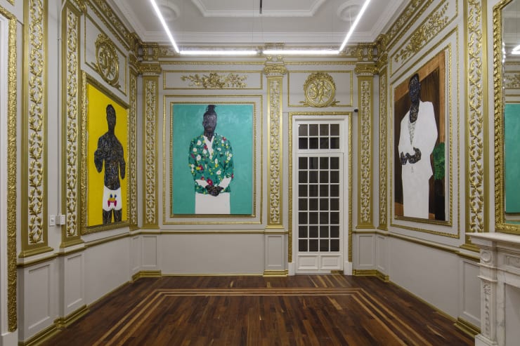 Amoako Boafo, The one that got away, 2024. Installation View. Photo by Ramiro Chaves. Courtesy of the artist and Mariane Ibrahim.