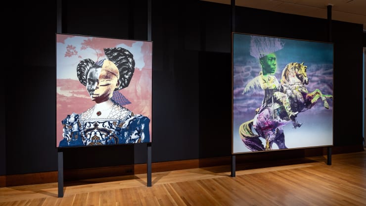 Raphaël Barontini: I live a journey of a thousands years. Installation views. Courtesy Currier Museum of Art. Photos by Morgan Karanasios.