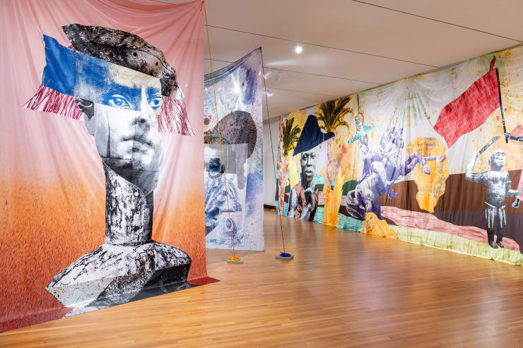 Raphaël Barontini: I live a journey of a thousands years. Installation views. Courtesy Currier Museum of Art. Photos by Morgan Karanasios.