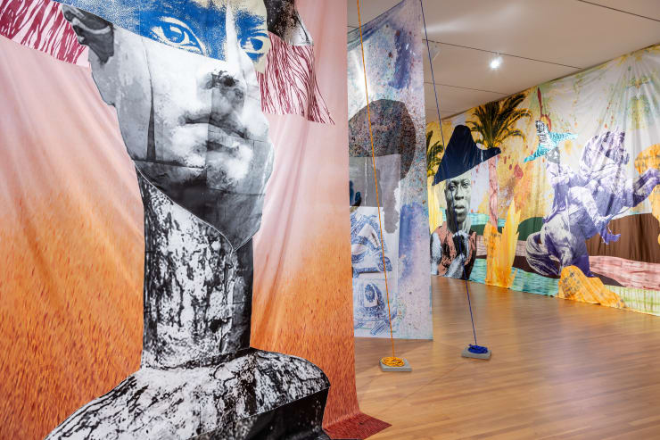 Raphaël Barontini: I live a journey of a thousands years. Installation views. Courtesy Currier Museum of Art. Photos by Morgan Karanasios.