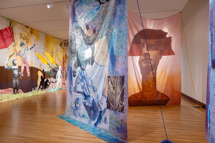Raphaël Barontini: I live a journey of a thousands years. Installation views. Courtesy Currier Museum of Art. Photos by Morgan Karanasios.