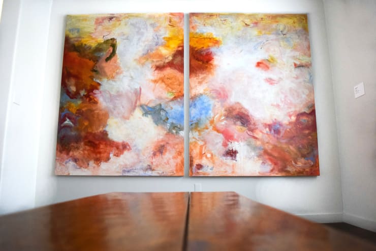 Patricia Qualls' abstract painting "Blessings to the Children" exhibited at the Monterey Museum of Art
