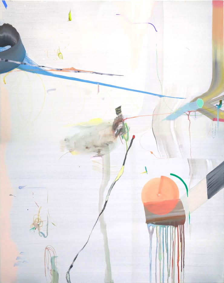 Qingzhen Han Chatter with light, 2019 gesso, watercolour and acrylic on canvas 140x110cm