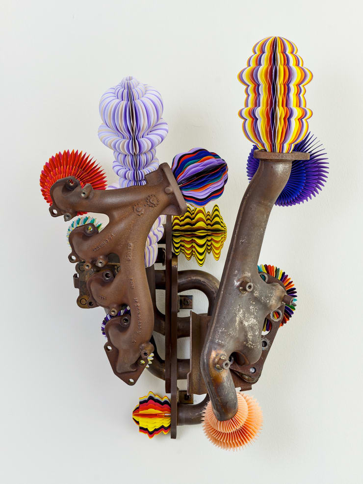 Keita Miyazaki Stereo order, 2022 car parts and paper 70x50x38cm