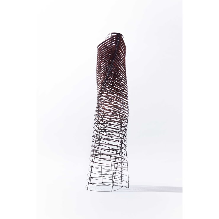 Tanabe Chikuunsai IV & Sawako Kaijima, Disappear V, 2022, Bamboo madake and Rattan, 63 x 20.5 x 18 cm.