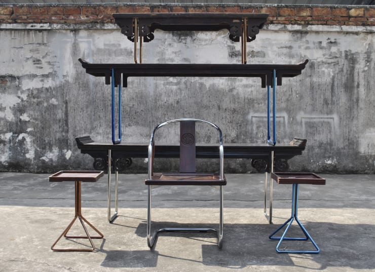 orme cinesi furniture collection - A collaboration with contemporary Italian designer Francesco Meda, that modernises genuine Chinese antique furniture by introducing contemporary stainless steel. Each piece is unique. ↘︎ Contact us for enquiries.