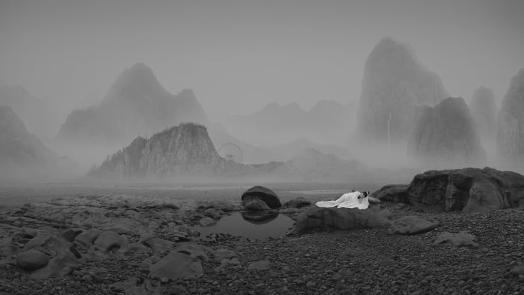 Yang Yongliang, Silent Valley - A Scorpion and Missile, Giclee print on Paper 66 x 118 cm, Edition of 8 + 2 APs (2002), detail. ↘︎ Available