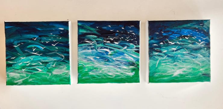 Shabs Beigh, Sea And The Gulls (Triptych), 2023