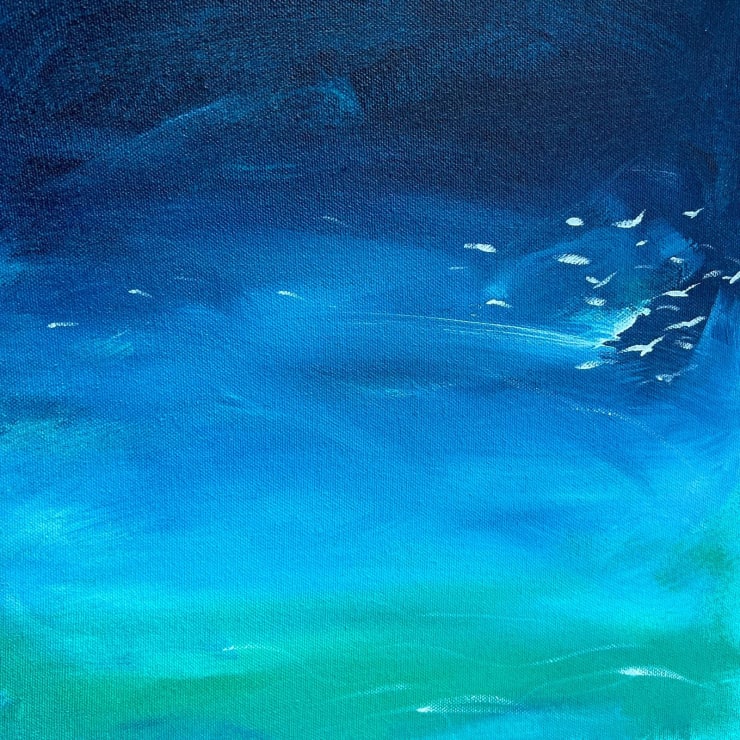 Shabs Beigh, Abstract Seascape With Birds, 2023