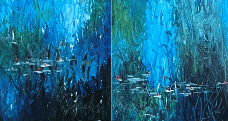 Shabs Beigh, After Monet 2 - Diptych , 2023