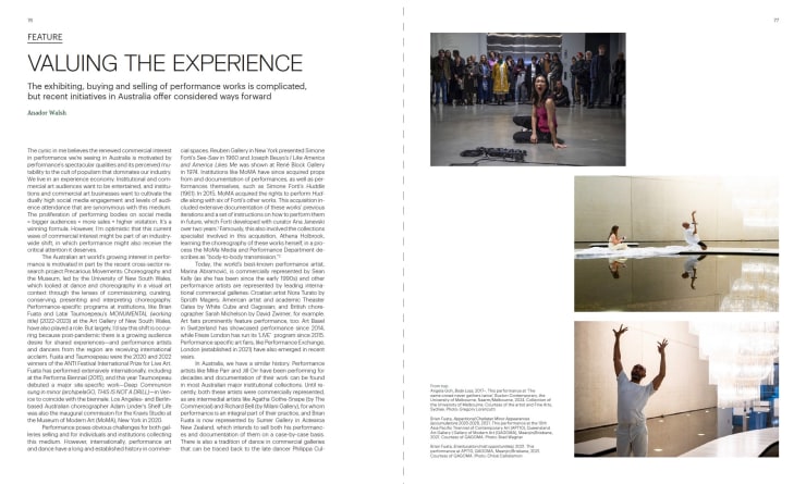 Valuing the experience, The exhibiting, buying and selling of performance works in Australasia