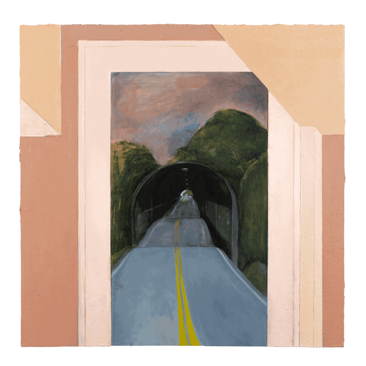 Tania Alvarez A Way Out, 2023 Acrylic, oil and charcoal on panel 24 x 24 x 1 3/4 inches