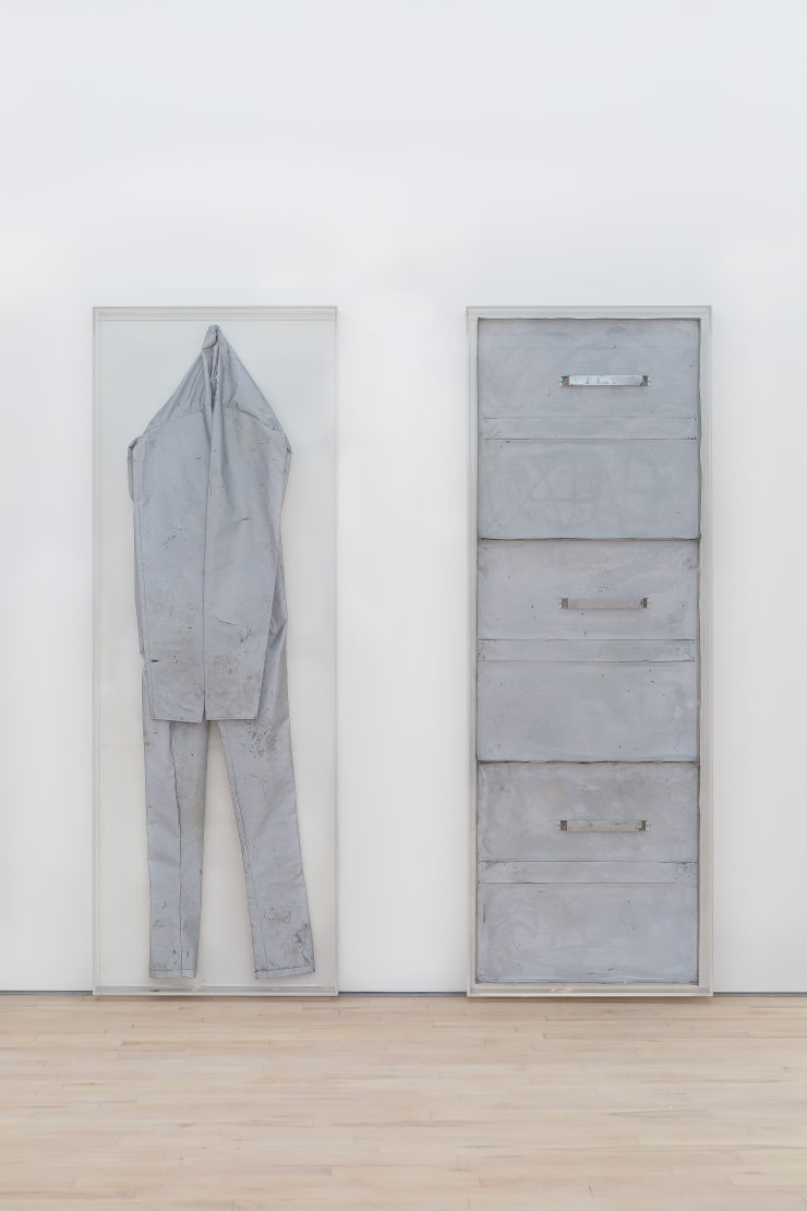 Piotr Lakomy Untitled (The diptych), 2014-2015 altered office lamps, reflective fabric, plexiglass, feathers, Barbour wax 183 x 160 x 9cm