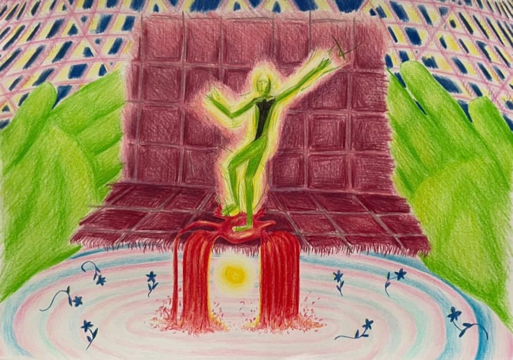 Faissal El-Malak, Holding Space for a Dance, 2023, coloured pencil on paper, 29.7 x 42 cm