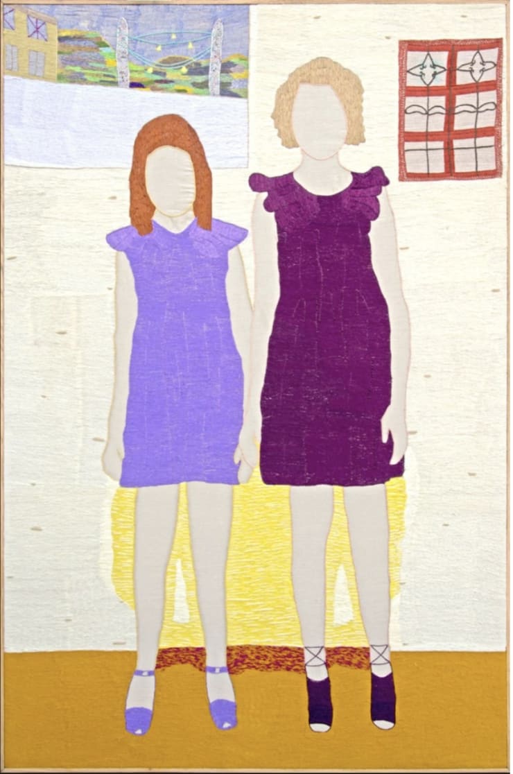 Margaux Derhy, Déjà magicienne, 2024, Embroidery by hand and sewing machine on linen, 112 x 172 cm