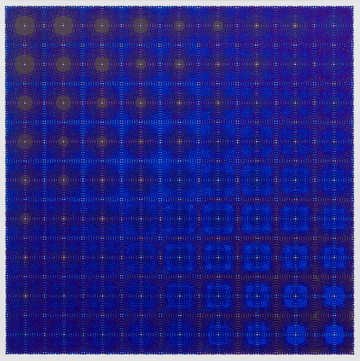 Nima Nabavi, Series 9, Artwork 5 (Purple, Navy, Royal), 2025, Archival Ink on Paper, 9 x 9 in., 23 x 23 cm, 15 x 15 x 1⅛ in. (framed), 38 x 38 x 3 cm (framed)