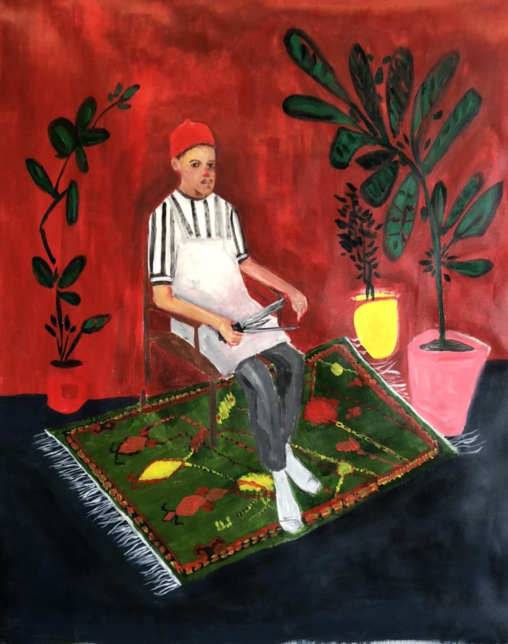 Anuar Khalifi, BABA THE BUTCHER AND GARDNER, 2019, Acrylic on canvas, 105 x 95cm