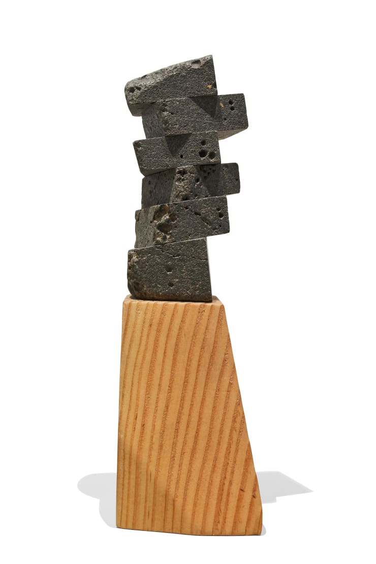 Kamran Samimi Breathing Pillar, 2023 Basalt, Wood 28 x 9 x 8 cm