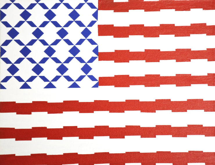 Pouran Jinchi Flag 1, 2022 Acrylic and Ink on Canvas 27.90 x 35.56 cm