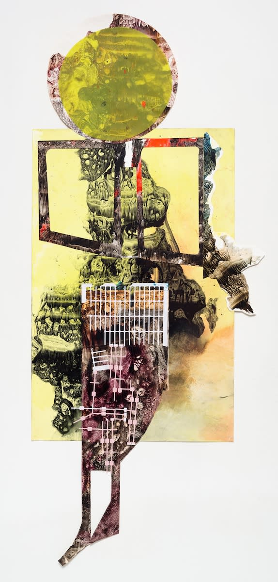 Laleh Khorramian Guardian Yellow, 2016 Ink, Oli, Mylar, Collage on Polypropylene 183.00 x 76.00 cm