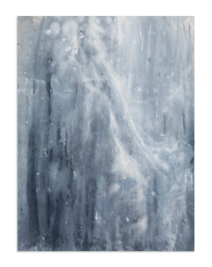Kamran Samimi Meditations on Rain VIII, 2023 Watercolour, Acrylic, indigo pigment on raw canvas 101.6 x 76.2 cm