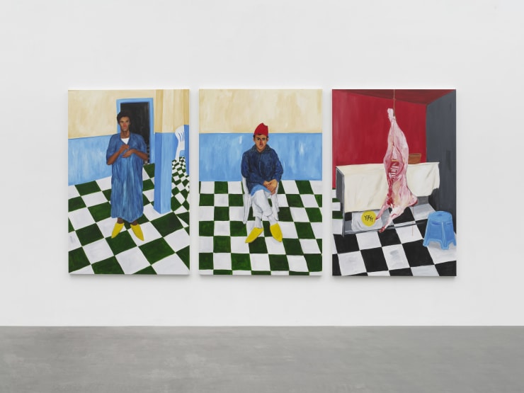 Anuar Khalifi, Aqiqah or aqeeqah, 2024, Acrylic on Canvas, 189 x 126 cm (each). ©️ Anuar Khalifi; Courtesy Lisson Gallery