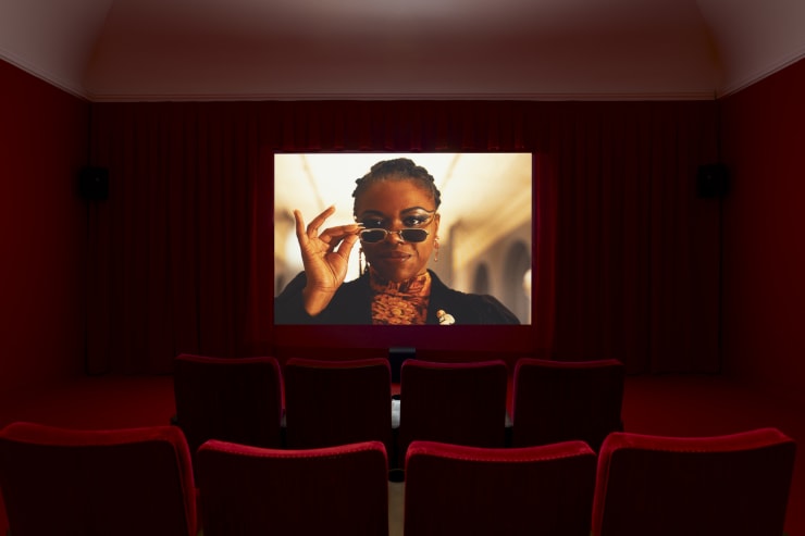 Installation view, Sophia Al-Maria, Not My Bag, Henry Art Gallery, University of Washington, Seattle. 2023. Photo: Jueqian Fang.