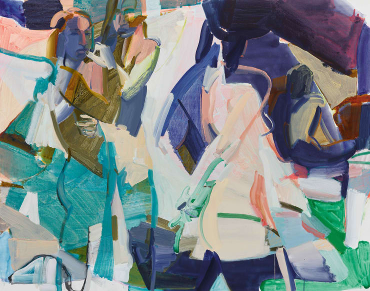 Sarah Awad, Cosmic Harmonizers, 2022, Oil and Vinyl on Canvas, 167.64 x 213.36 cm