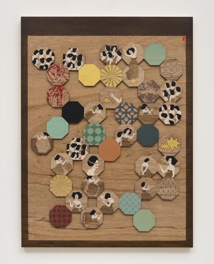 Hayv Kahraman, Would You Like to Play 2, 2016, Wood panel and magnets, 108 x 80 cm